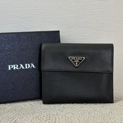 【箱付き】 プラダ 三つ折り財布 ロゴプレート ブラック ブランド財布 ブランド品 ファッション小物 Prada Short Wallet Black Vintage Accessories 22378