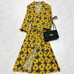 鮮やか✨PEACH JOHN ピーチジョン カシュクールワンピース ラップドレス ロングワンピース 花柄 総柄 L 洗える 伸縮性ありのサムネイル