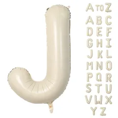 【在庫処分】組み合わせ 大きい 誕生日 アルミ風船 バースデー 40インチ 飾り付け 文字 イベント 英語 J 記念日 バルーン パーティー レター 約90cm アルファベット くすみホワイト Lausatek
