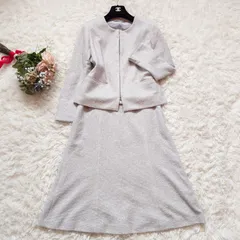 セオリーリュクス　Theory luxe　ツイード　セレモニースーツ　フォーマル　セットアップ　LUCILE　RELIX TWEED　ノーカラージャケット　スカート　スーツ　グレー　灰色　40　L　冠婚葬祭　入学式　卒業式　セレモニー