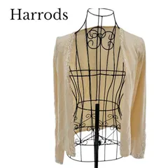 Harrods ハロッズ スパンコール ビーズ カーディガン ボレロ アイボリー カシミヤ ウール シルク レディース