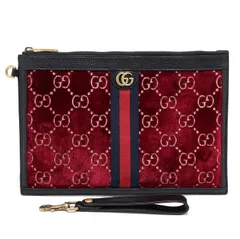グッチ GGベルベット クラッチバッグ 575371 ボルドー×ブラック シェリーライン GUCCI
