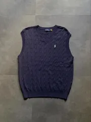 Polo Ralph Lauren ケーブル編み Vネック ニットベスト ネイビー