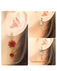 No,335 バラのイヤリング　　クリップタイプ　サージカルステンレス