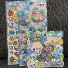 正規品 ぷくぷくあわわちゃん シール3点セット おはじきシールフレーク スパンコールパーティー キャンディグリッター
