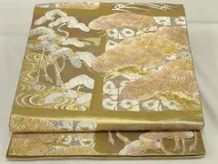 平和屋着物◎六通柄袋帯　唐織　琳派松図　金銀糸　正絹　逸品　AABG5881ou