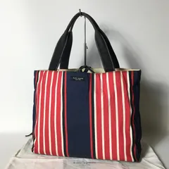 2509-333｜ケイトスペード トートバッグ キャンバス ネイビー ストライプ