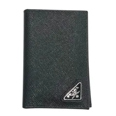 【中古】 PRADA プラダ サフィアーノ カードケース カードホルダー 名刺入れ トライアングルロゴ ブラック 26006152 SA