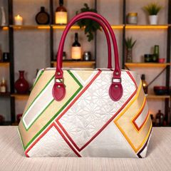 秋名バラ 西郷絣 大島紬 ×本革 着物リメイク 和装バッグ ハンドメイド A4 秋名バラ 西郷絣 大島紬 ×本革 着物リメイク 和装バッグ ハンドメイド