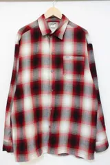 【中古】  メンズ長袖シャツ L CALTOP/オンブレシャツ/長袖シャツ/L/赤 レッド/チェック