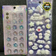 正規品 ポンポンシマエナガ 光るピカぷにシール ＆ ユニコーンロゼット・シマエナガ キラコロおはじきシール セット