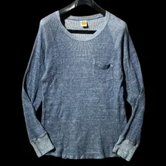 TROPHY CLOTHING★ワッフル サーマル 長袖カットソー ロンT Tシャツ Uネック 胸ポケット 紺 L トロフィークロージング リアルクローズ名作のサムネイル