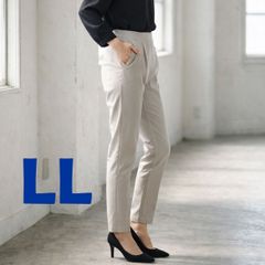 【Brand New/Leg-Flattering Stretch】Economico Pleated High-Tension Tapered Pants, Gray, Size LL | Elastic Waist, Relaxed Fit, Figure-Flattering, Stylish, Office Casual, Women's Apparel, Bottoms, Autumn, Winter, Spring, Summer, Stretchable, Solid Color, Washable
