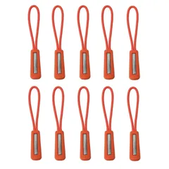 各10本セット 5カラー プルコード ジッパータブ ノンスリップ つかみやすい (オレンジ) 取り付け簡単 開閉 楽々 チャック ファスナー 反射材付き ジッパープル