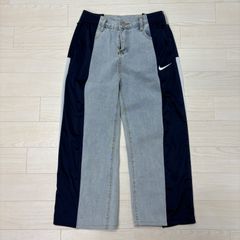 adidas トラックパンツ ダメージデニムドッキング 再構築リメイク