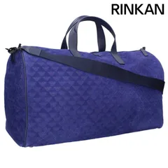 エンポリオアルマーニ ロゴ総柄スエードボストンバッグ メンズ