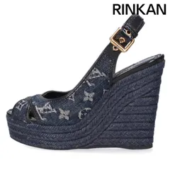 ルイヴィトン デニムモノグラムウェッジソールサンダル レディース 36