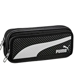 PUMA プーマ ペンケース PM182BK ブラック カーボンライン 大容量 ダブルファスナー 20.5cm
