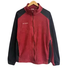 Columbia コロンビア フリースジャケット ハイネック ワンポイントロゴ 刺繍 バイカラー エンジ×黒 XLサイズ No.M083
