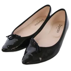 レペット Repetto パンプス フラット ポインテッドトゥ リボン エナメル 36.5 ブラック /BM