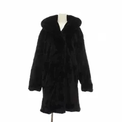 アズールバイマウジー AZUL by moussy ショールカラーエコファーコート フェイクファー ロング アウター S 黒 ブラック 250BAA30-355I /YM ■MA