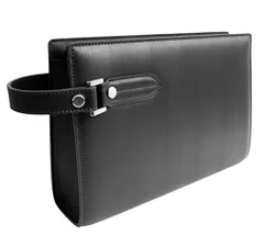 新品 [Dom Teporna] セカンドバッグ メンズ 牛革 バイナルレザー スマート コンパクト クラッチバッグ ビジネス ハンドバッグ ブラック