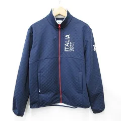 フィラ FILA GOLF ジャケット ゴルフ スポーツウェア 長袖 ジップアップ 裏起毛 チェック柄 紺 赤 ネイビー レッド LL