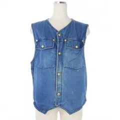 ジャンニヴェルサーチ ヴェルサーチェ GIANNI VERSACE デニムベスト ジレ ノースリーブ サイズ46 インディゴ ブルー 青