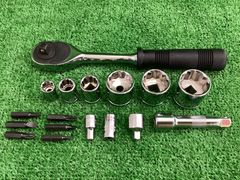 ラチェットハンドル ソケットおまとめ 10.11.14.21.22.24  ※現状品・ソケットサイズは掲載写真確認(シ-211)