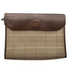 Burberry’s(バーバリーズ) Vintage Check Leather Canvas Clutch Bag ヴィンテージ チェック レザー キャンバス クラッチ バッグ ブラウン×ベージュ