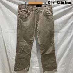 カルヴァン クライン ジーンズ ストレートパンツ ジップフライ コットン100％ ヘリンボーン柄 ベージュ メンズ 33インチ ISItems【USED】【古着】【中古】50154233