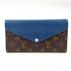 LOUIS VUITTON ポルトフォイユ マリールーロン レザー×PVC ブラウン×ブルー 長財布 シルバー M60501