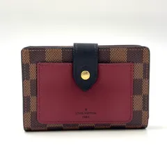 LOUIS VUITTON ポルトフォイユ ジュリエット ダミエエベヌ ダミエエベヌ RFID対応 レザー×PVC ブラウン×ブラック×ボルドー 二つ折り財布 ゴールド N60381