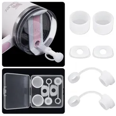 Cupアクセサリー Stanley ストローカバーキャップ、スクエアこぼれストッパー、ラウンド漏れ防止ストッパー付き Stanley Stanley 30オンスタンブラー用 & 40オンス H2.0 Quencher こぼれストッパー6個セット ストローカバー