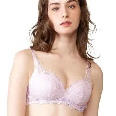 【新品】 （トリンプ） 天使のブラ 魔法のハリ感606 ノンワイヤーブラジャー M021(パープル) C70サイズ 1