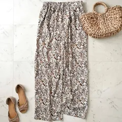 人気//DOORS アーバンリサーチドアーズ フラワープリントイージーパンツ M相当 ベージュ系花柄 洗える ボトムス