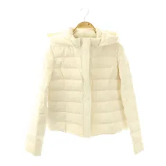 アベニールエトワール Aveniretoile 襟リボンフード付きショート丈ダウンコート アウター ジップアップ 36 アイボリー /DO ■OS