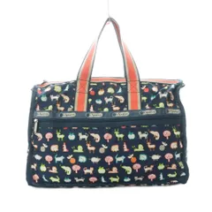 レスポートサック LesportSAC ボストンバッグ ネイビー 白 ホワイト ピンク動物柄 総柄 /RI ■OS