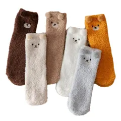 [ReiLuana] ソックス 靴下 もこもこ レディース あったか 防寒 冬 室内 ルーム ふわふわ ボア フリーサイズ 人気 かわいい お洒落 ルームソックス 暖かい 厚手 温活 くつ下 クリスマス ゆったり 締め付けない 楽 モフモフ ぽかぽか [6足]