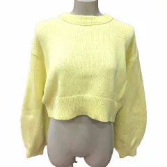 オペークドットクリップ OPAQUE.CLIP ニット セーター ショート丈 長袖 38 M 黄色 イエロー /YK