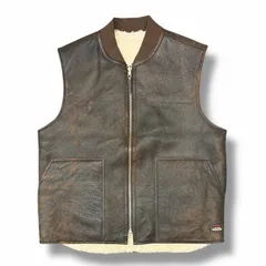 国内正規 STUSSY Mouton Leather Vest ムートンレザーベスト ジレ ステューシー ブラウン XL （10086M）