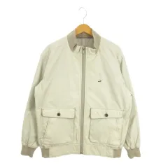 クロコダイル CROCODILE ブルゾンジャケット ベージュ スタンドカラー ジップアップ ロゴ /MN25 ■ECD001