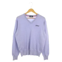 タイトリスト TITLEIST ニット セーター ゴルフ M 紫 パープル 長袖 Vネック ロゴ刺繍 /MN28 ■ECD001