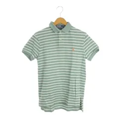 ポロ バイ ラルフローレン Polo by Ralph Lauren ポロシャツ 半袖 ロゴ刺繍 ボーダー柄 S 緑 グリーン /AH25 ■ECD001