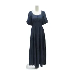 ダズリン dazzlin ワンピース M 紺 ネイビー スクエアネック パフスリーブ 半袖 ロング丈 マキシ丈 バックシャン /HO9 ■ECB001