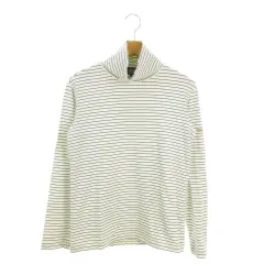 パーリーゲイツ PEARLY GATES カットソー ゴルフ 1 白 ホワイト 青 ブルー タートルネック 長袖 ボーダー ロゴ /MN30 ■ECD001