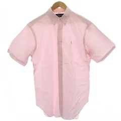 ラルフローレン RALPH LAUREN シャツ M ピンク ストライプ柄 ボタンダウンカラー 半袖 /GG ■ECD001