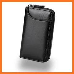 【新品】 キーケース メンズ 本革 カード入れ付 ６連 鍵ケース 車 スマートキー対応 大容量 (Black) (ストラップ無し) 0