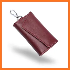 【新品】 キーケース メンズ 本革 ６連 カードキーケース 鍵ケース 車 スマートキー対応 大容量 (ワインレッド) 1