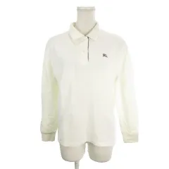 バーバリーズ Burberrys ポロシャツ 長袖 ハーフボタン ロゴ刺繍 ワンポイント M 白 ホワイト /AH20 ■ECD001